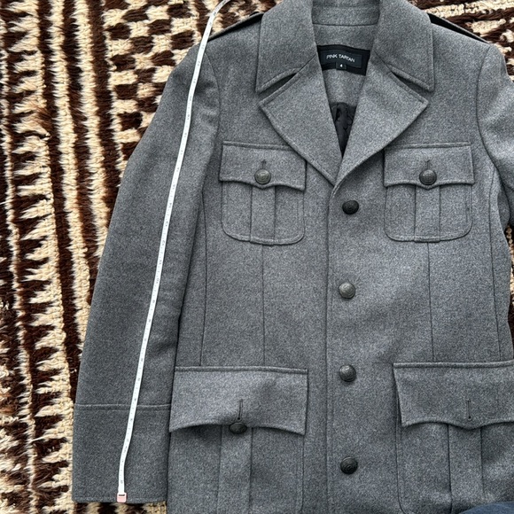 Pink Tartan military style coat/pea coat - Picture 11 of 13